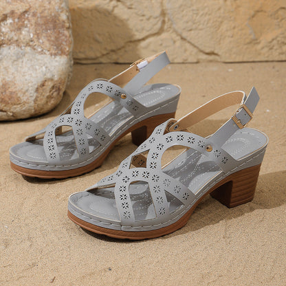 Sofia | Feminine Heeled Sandals with Decorative Cut-Out Pattern