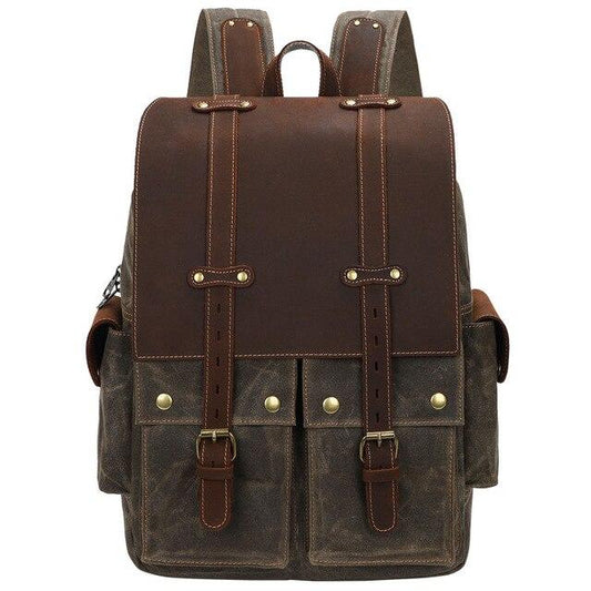 Coffs Harbour waxed canvas camera backpack in Army Green — Beverley Lane