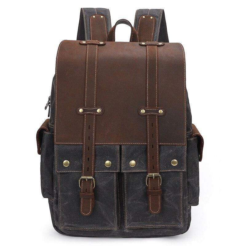 Coffs Harbour waxed canvas camera backpack in Dark Grey — Beverley Lane