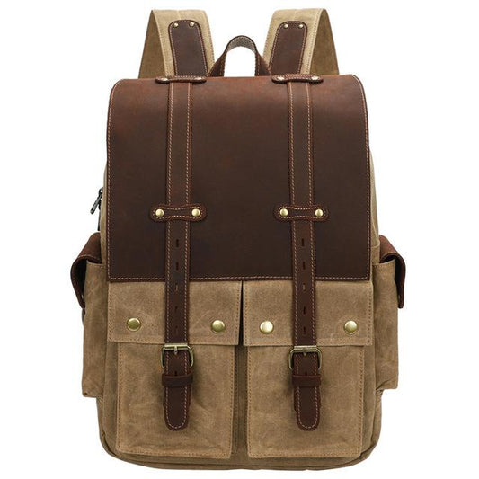 Coffs Harbour waxed canvas camera backpack in Khaki — Beverley Lane