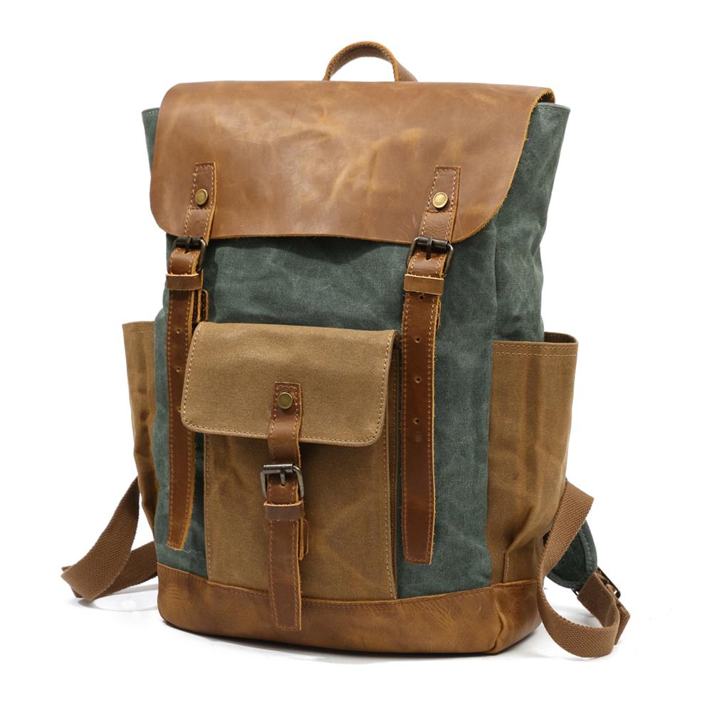 Alice Springs waxed canvas laptop backpack in Emerald Green — Beverley Lane