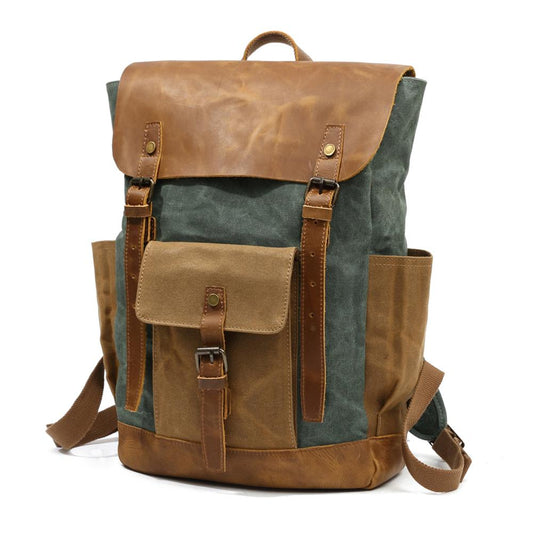 Alice Springs waxed canvas laptop backpack in Emerald Green — Beverley Lane