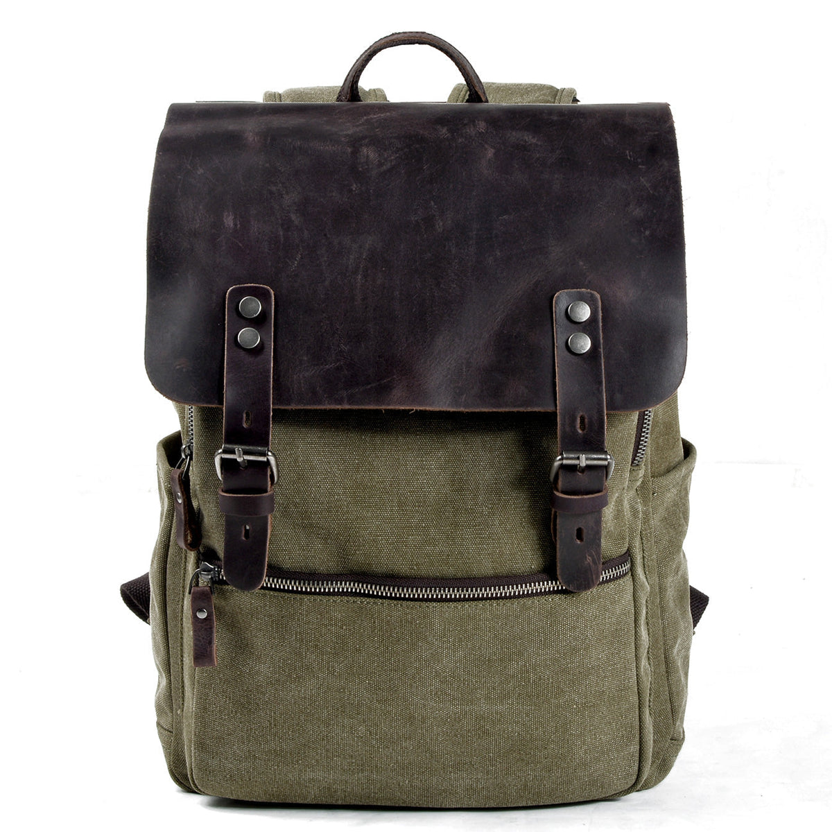 Bright cotton canvas backpack in Light Green — Beverley Lane