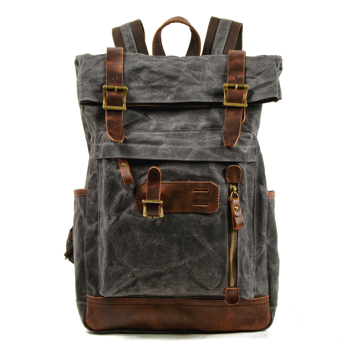 Mornington waxed canvas rolltop backpack in Grey — Beverley Lane