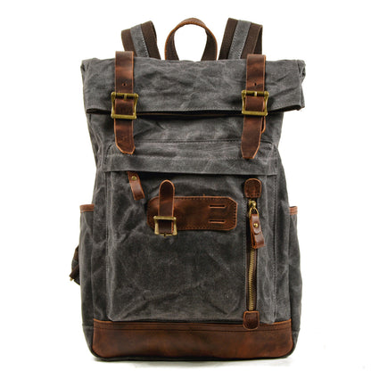 Mornington waxed canvas rolltop backpack in Grey — Beverley Lane