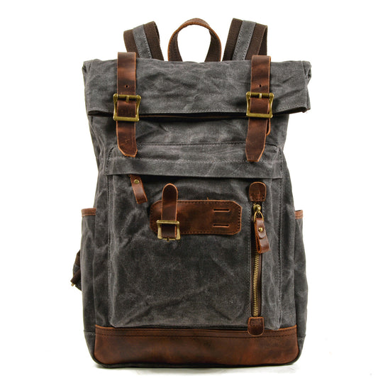 Mornington waxed canvas rolltop backpack in Grey — Beverley Lane