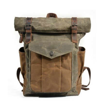 Wellington waxed canvas rolltop backpack in Army Green — Beverley Lane