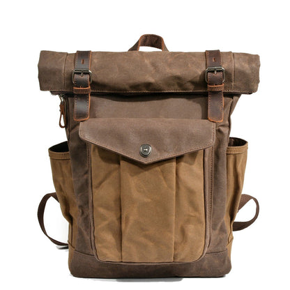 Wellington waxed canvas rolltop backpack in Coffee — Beverley Lane