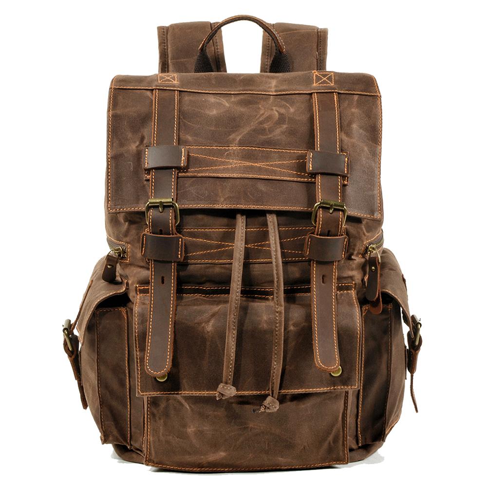 Nelson waxed canvas backpack in Coffee Brown — Beverley Lane
