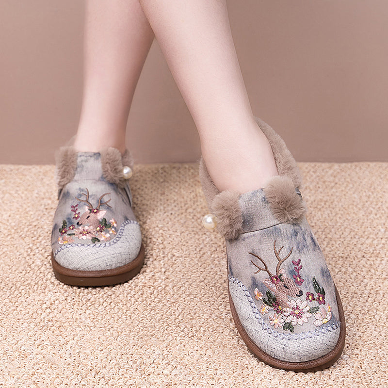 Rimza | Warm Embroidered Slippers for Women