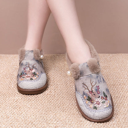 Rimza | Warm Embroidered Slippers for Women
