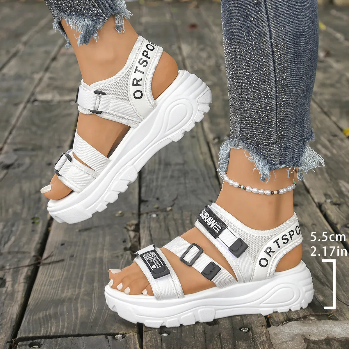 Kristin | Fashionable Platform Sandals with Velcro Fastening