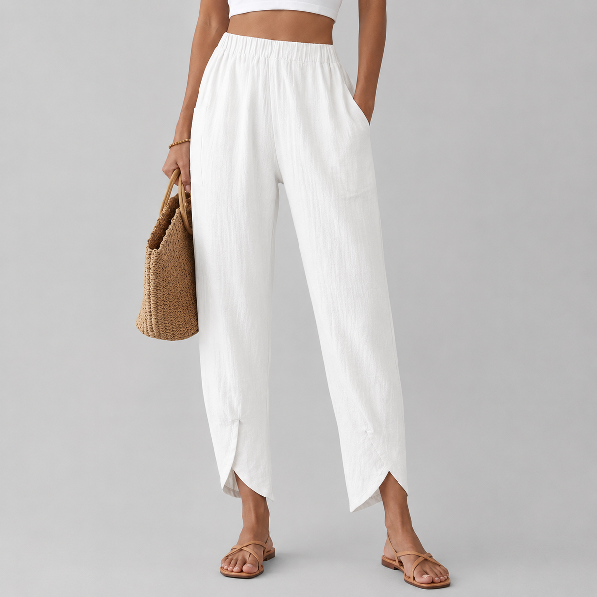 Esari | Relaxed Pants with Frayed Hem