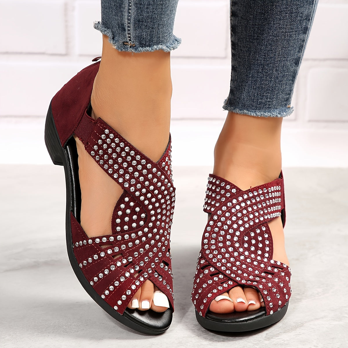 Samira | Stylish Crossover Sandals with Diamante Details