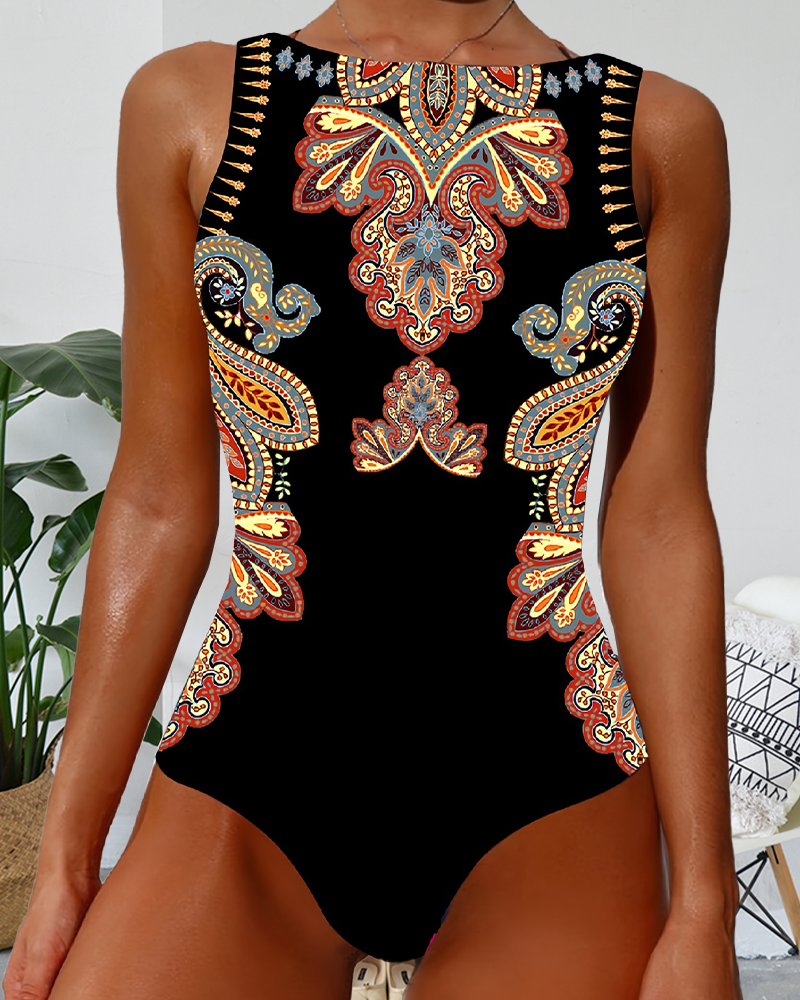 Birgitta | Paisley Sleeveless One-Piece Swimsuit