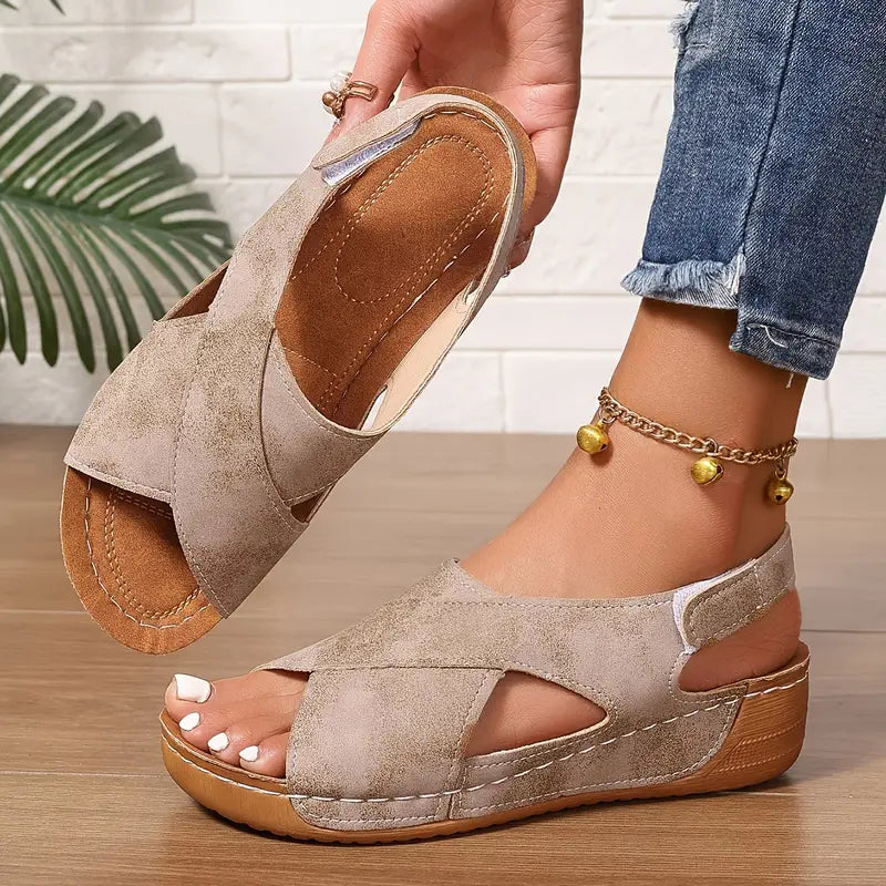 Elle | Vintage Wedge Sandals with Soft Comfort