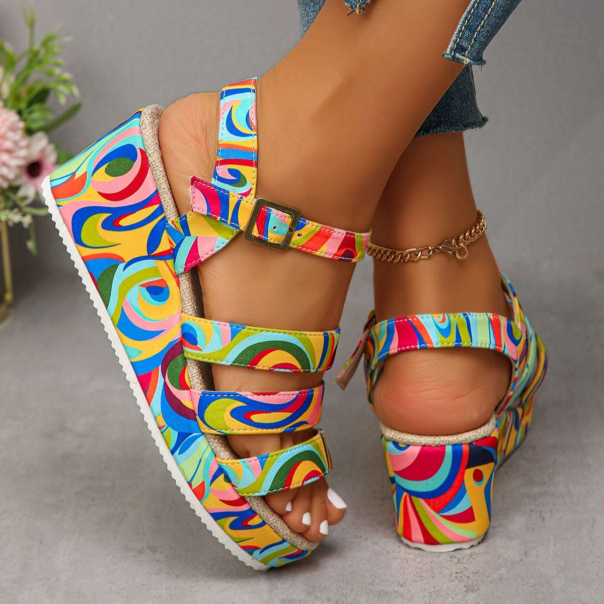 Seraphina | Colourful Wedge Sandals with Stable Platform