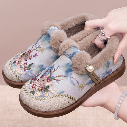 Rimza | Warm Embroidered Slippers for Women
