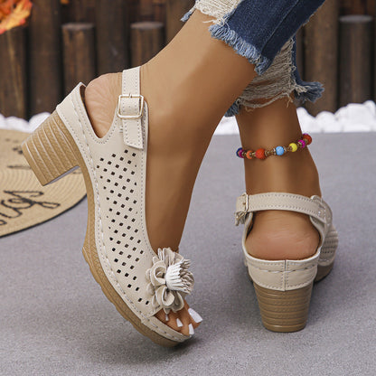 Melanie | Chic Floral Wedge Sandals