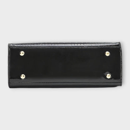 Frances | Glossy Crocodile-Look Handbag