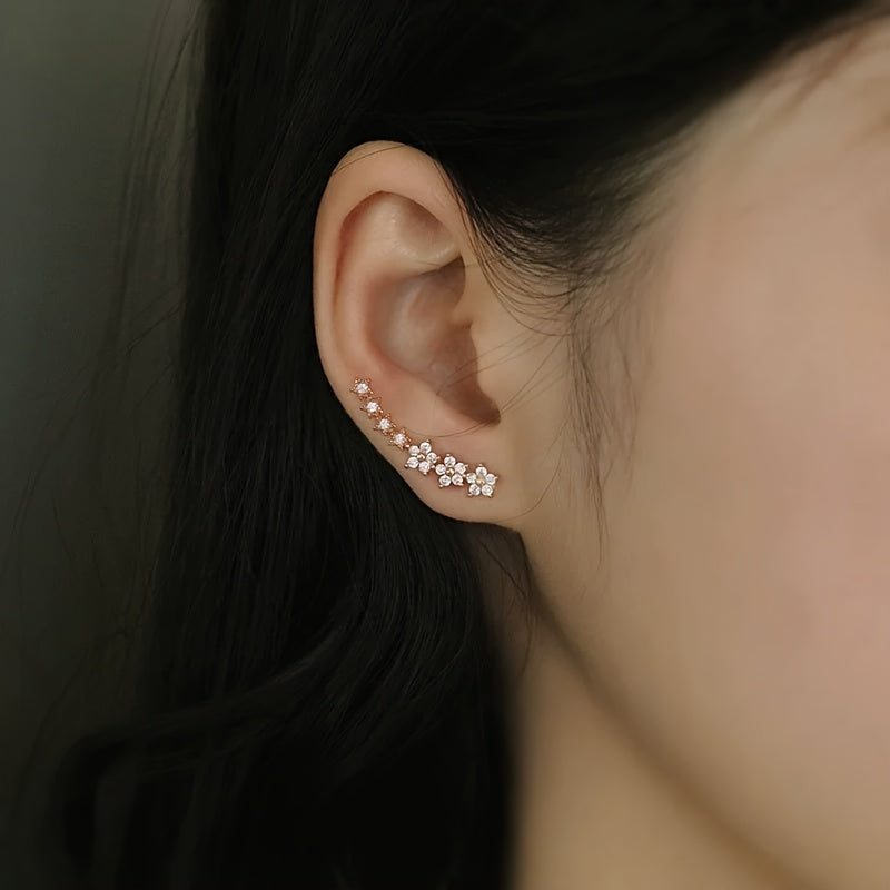Alex | Floral Line Cubic Zirconia Earrings