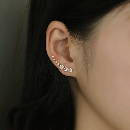 Alex | Floral Line Cubic Zirconia Earrings