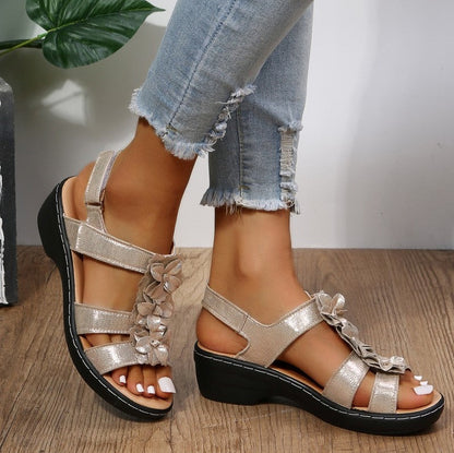 Zita | Flat Sandals for Women with Ruffle Flower