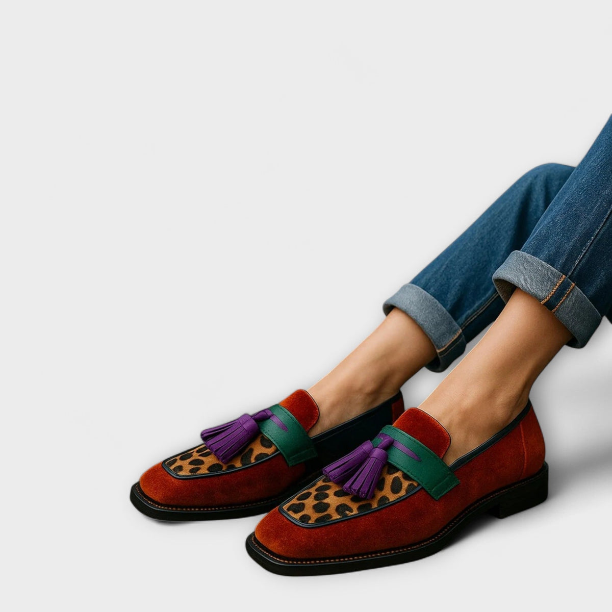 Aroha Women's Square Toe Low Heel Loafers