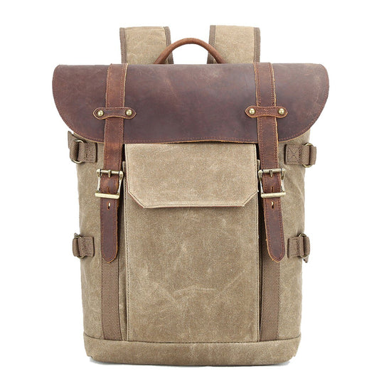 Kangaroo Island waxed canvas camera backpack in Khaki — Beverley Lane