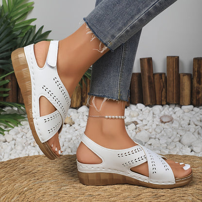 Jasmine | Orthopaedic Faux Leather Sandals with Wedge Heel