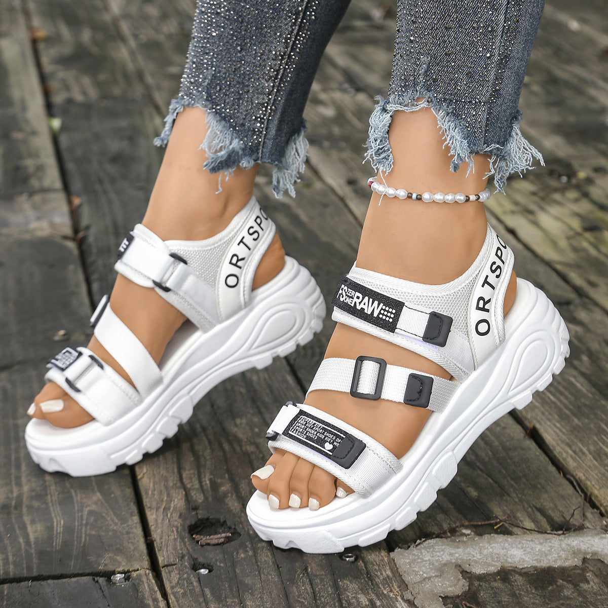 Kristin | Fashionable Platform Sandals with Velcro Fastening