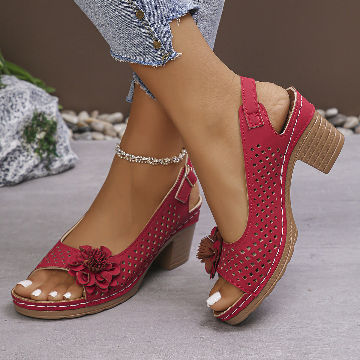 Melanie | Chic Floral Wedge Sandals
