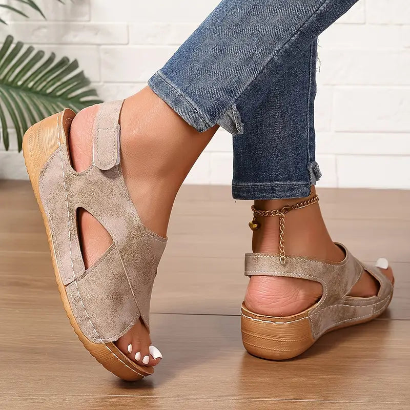 Elle | Vintage Wedge Sandals with Soft Comfort