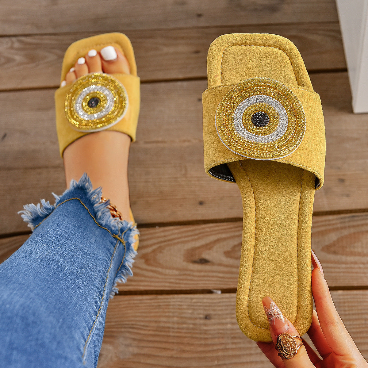 Lydia | Diamante Sandals with Protective Symbol