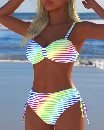 Dorothy | Colourful Bikini Set with Stripe Pattern