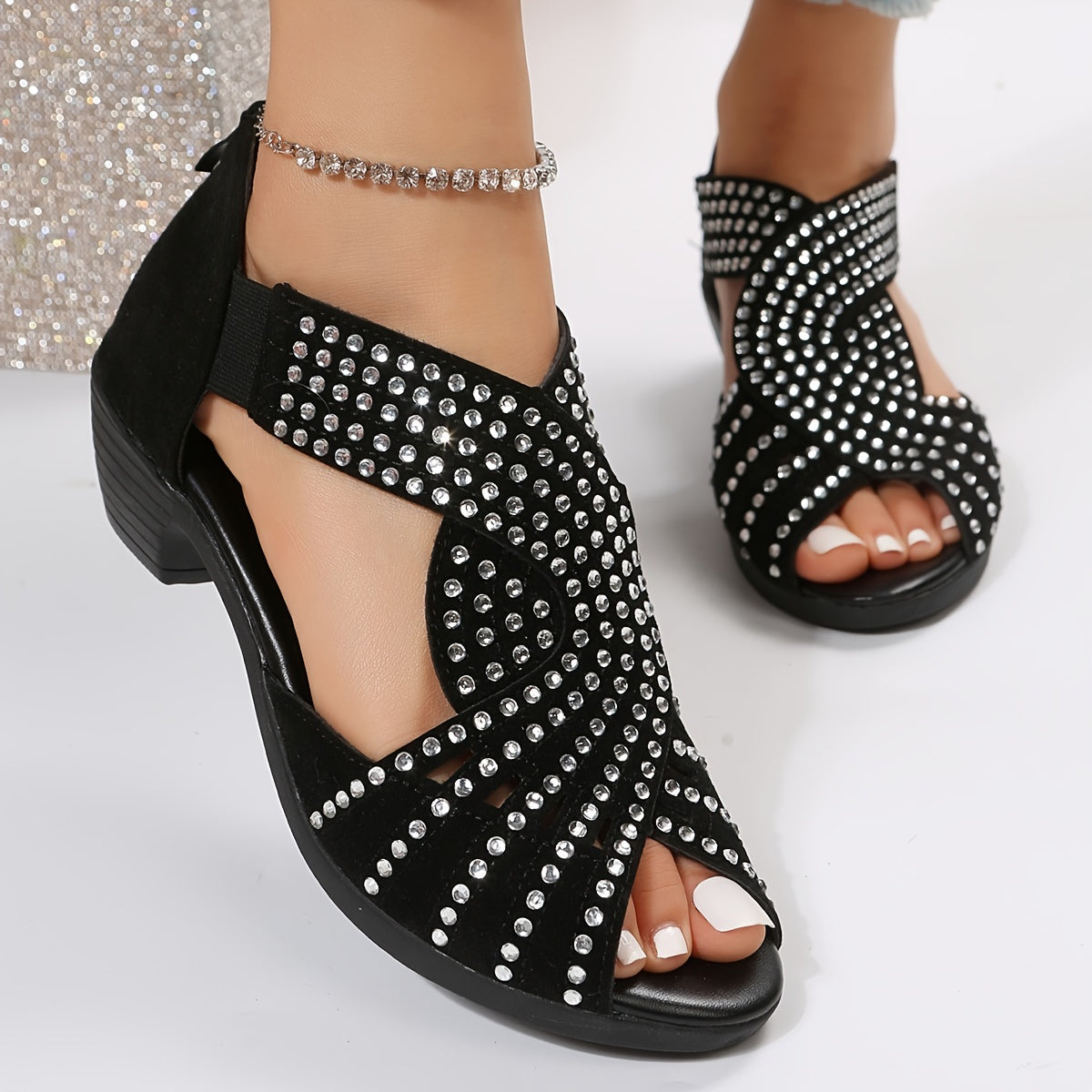 Samira | Stylish Crossover Sandals with Diamante Details