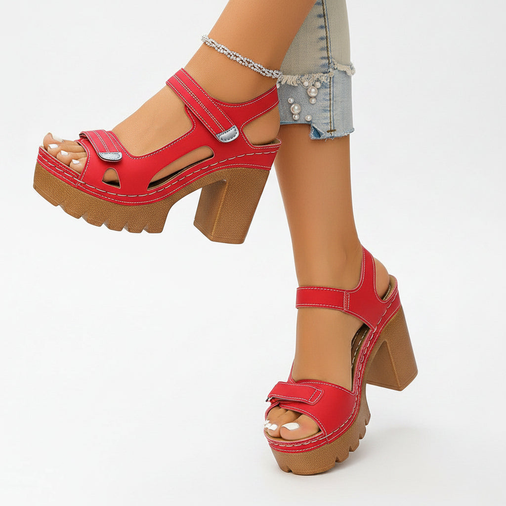Rosa | Plateau-Sandalen mit Blockabsatz