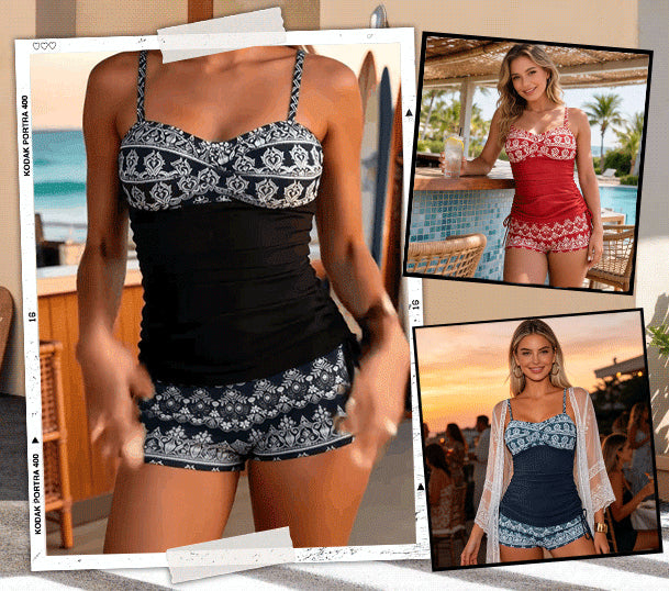 Augustina | Tankini Set with Elegant Ornamental Print