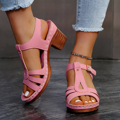 Marlee | Retro Sandals with Block Heel and Adjustable Strap