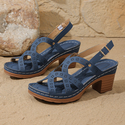 Sofia | Feminine Heeled Sandals with Decorative Cut-Out Pattern