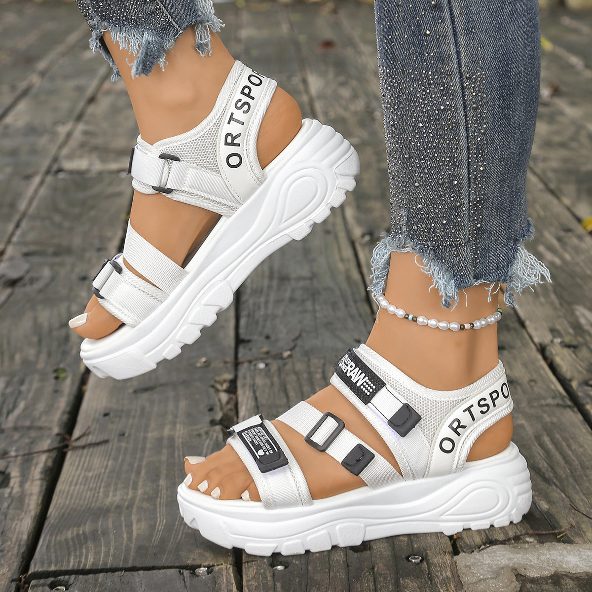 Kristin | Fashionable Platform Sandals with Velcro Fastening