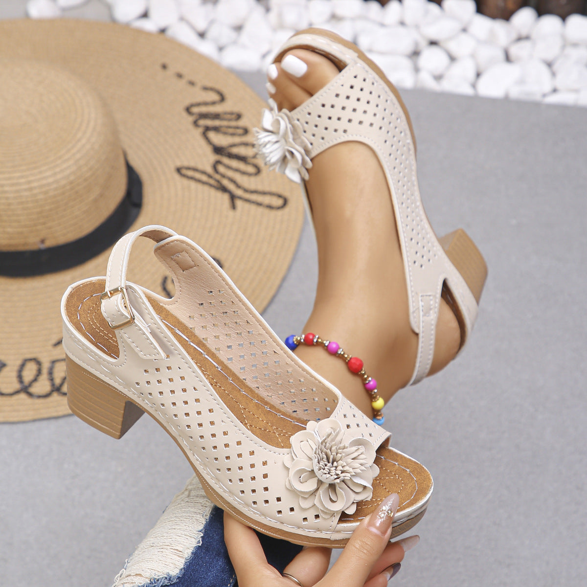 Melanie | Chic Floral Wedge Sandals