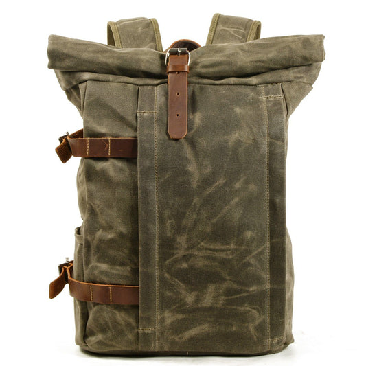 Cairns waxed canvas rolltop backpack in Army Green — Beverley Lane