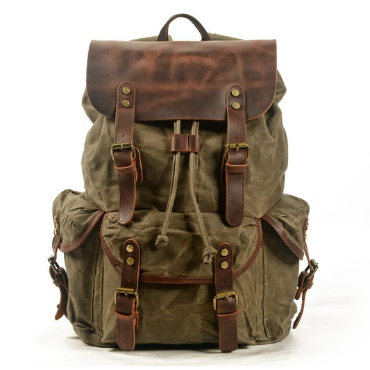 Hobart waxed canvas backpack in Army Green — Beverley Lane