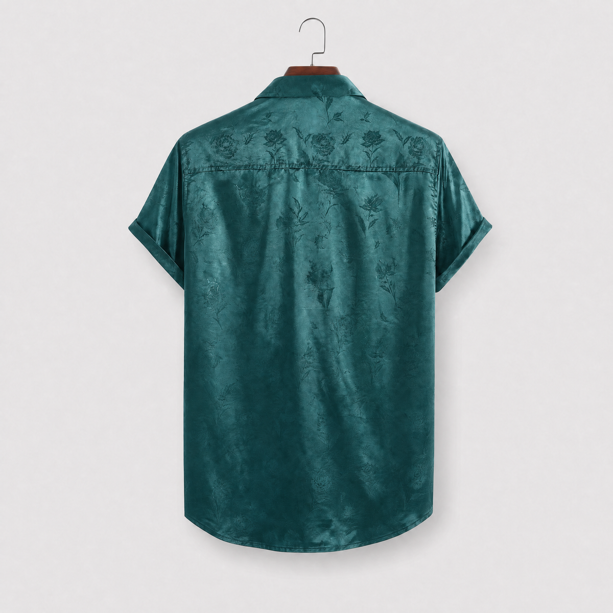 Damian | Jacquard Weave Short-Sleeve Shirt with Floral Pattern for Men