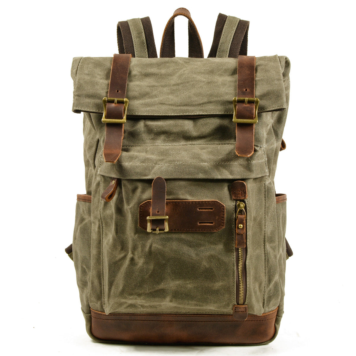 Mornington waxed canvas rolltop backpack in Army Green — Beverley Lane