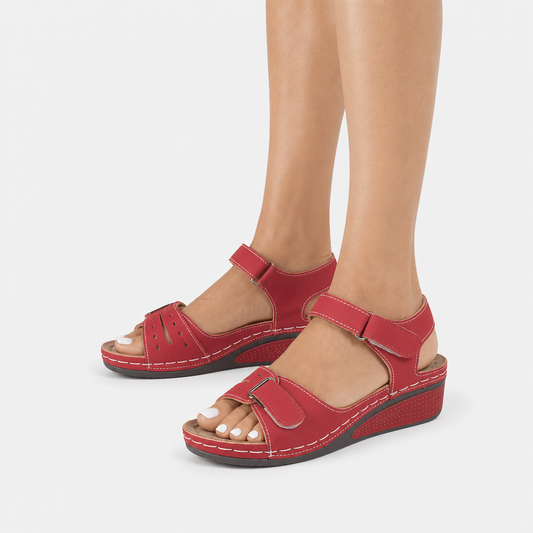 Corina | Fashionable Wedge Sandals in Faux Leather with Support