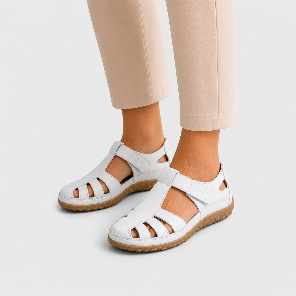 Elfrida | Comfort Sandals in Faux Leather with Velcro Fastening