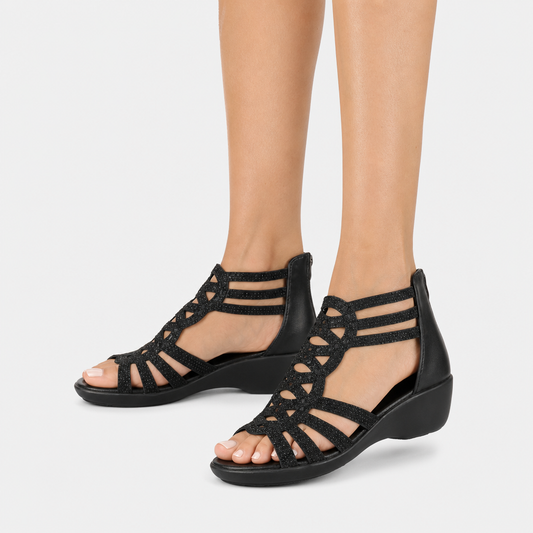 Erin | Comfortable Wedge Sandals with Sparkly Straps