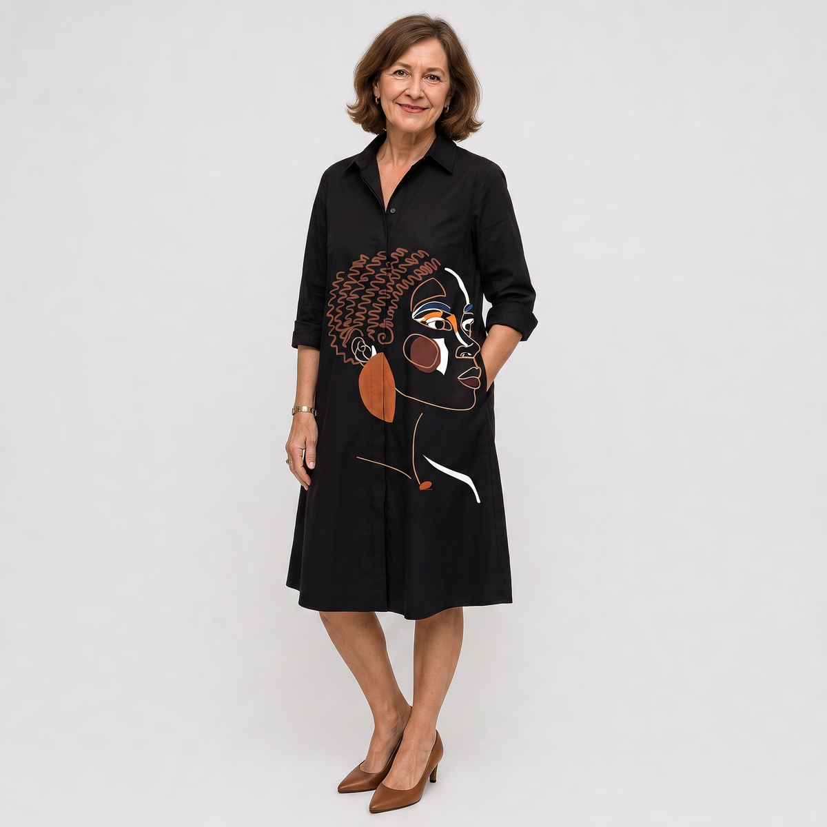 Judith | Knee-Length Shirt Dress in Soft Quality